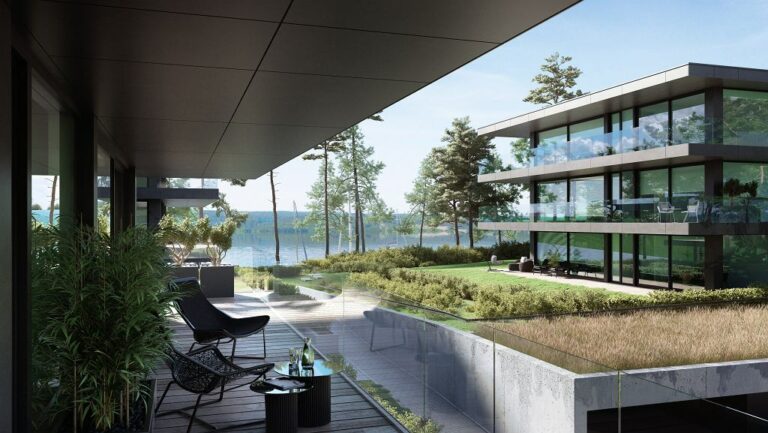 Wizualizacja nowych luksusowych apartamentów nad jeziorem Ukiel
