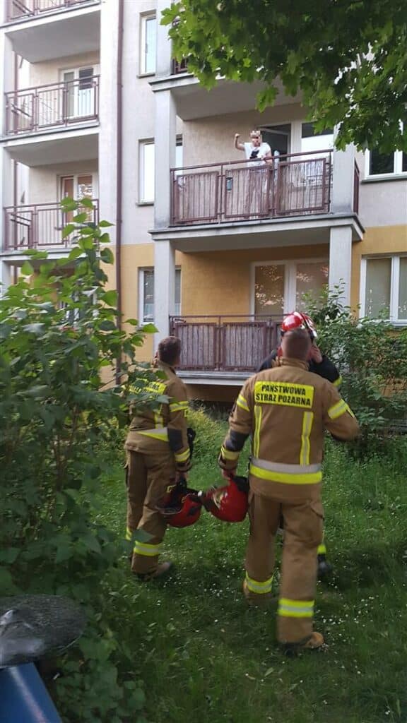 Pies uwięził swoją opiekunkę na balkonie straż pożarna Olsztyn, Wiadomości, zShowcase