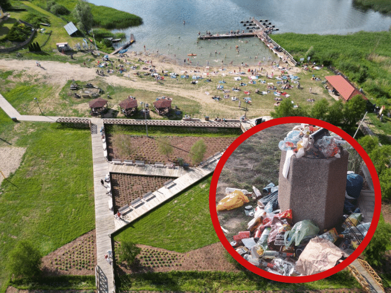 Nowa atrakcja turystyczna pod Olsztynem tonie w śmieciach