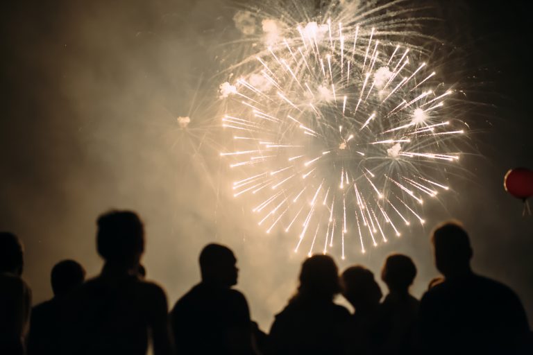 Crowd watching fireworks