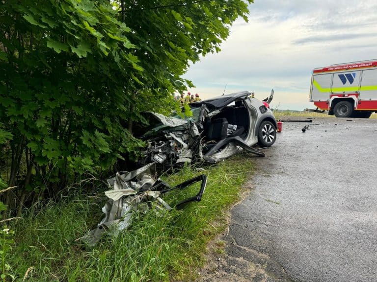 Czołowe zderzenie z ciężar&oacute;wką: osob&oacute;wka zmasakrowana, droga była zablokowana