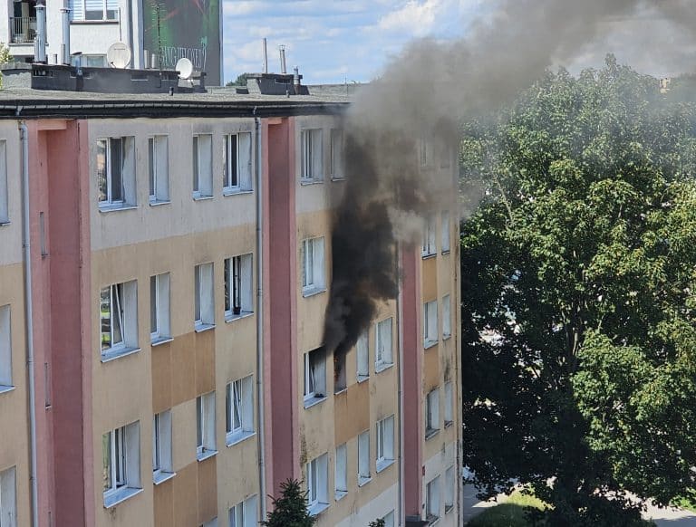 Pożar mieszkania przy ul. Dworcowej w Olsztynie