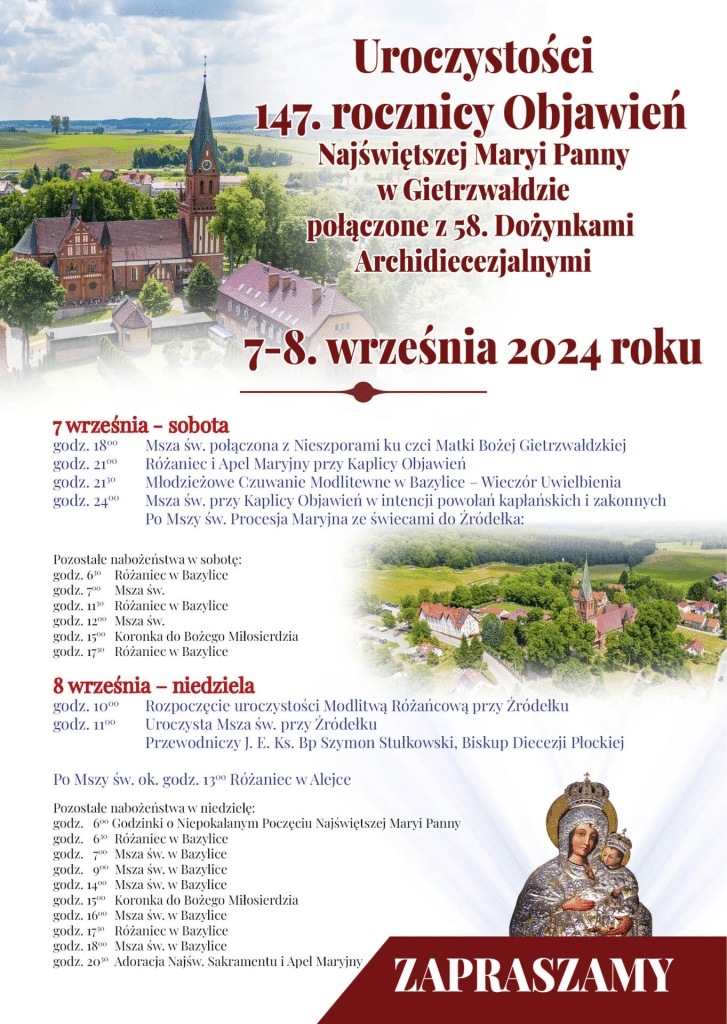 Obchody rocznicy objawień w Gietrzwałdzie – program wydarzeń religia Olsztyn, Wiadomości, zShowcase