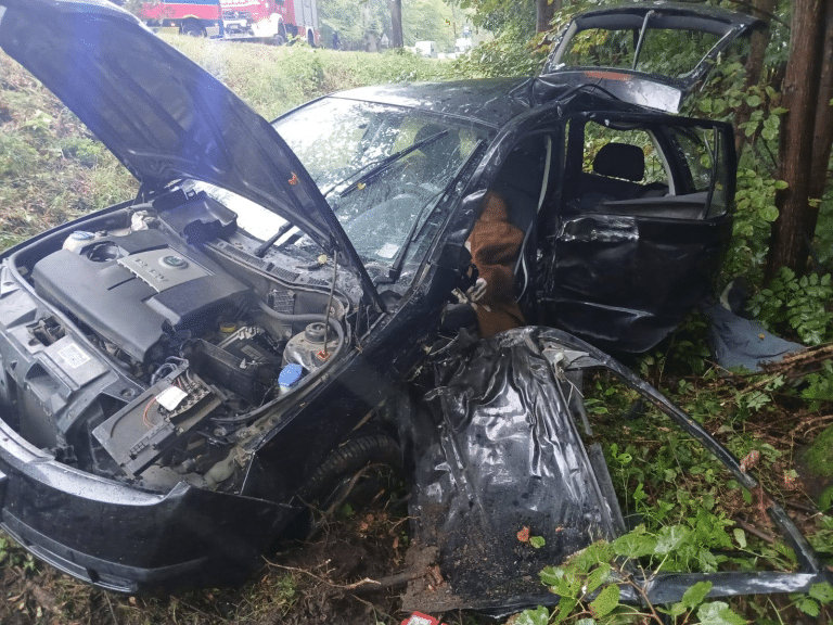 18-latek uderzył autem w drzewo