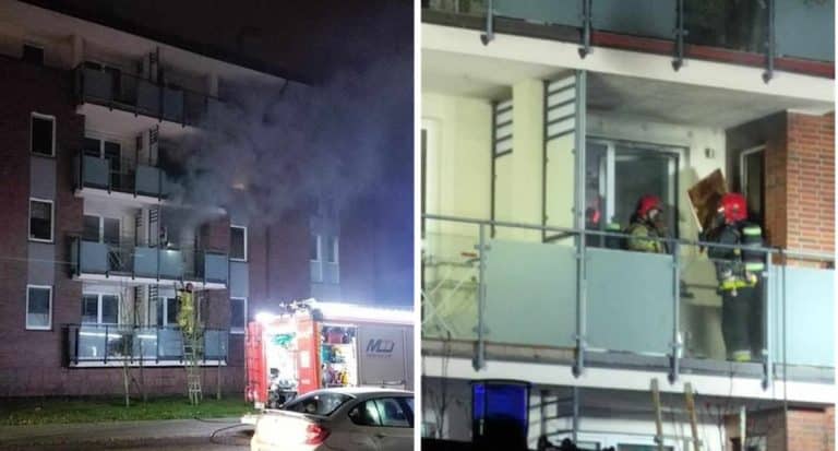 Pożar bloku na ul. Szewczenki w Olsztynie