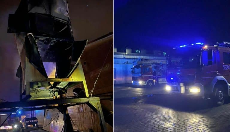 Wybuch i pożar w zakładzie produkującym sklejkę