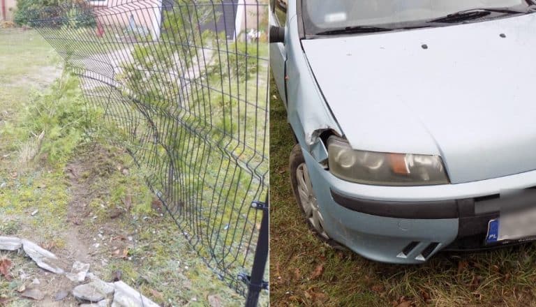 Jazda punto zakończona w ogródku — kierowca pijany i bez prawa jazdy