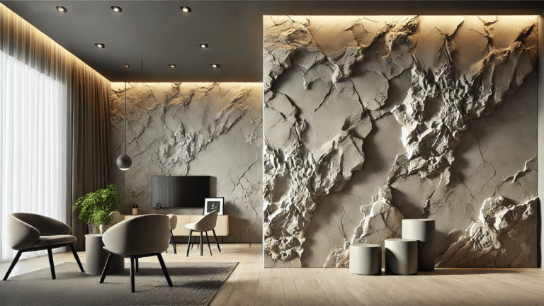 Nowoczesny tynk dekoracyjny w salonie