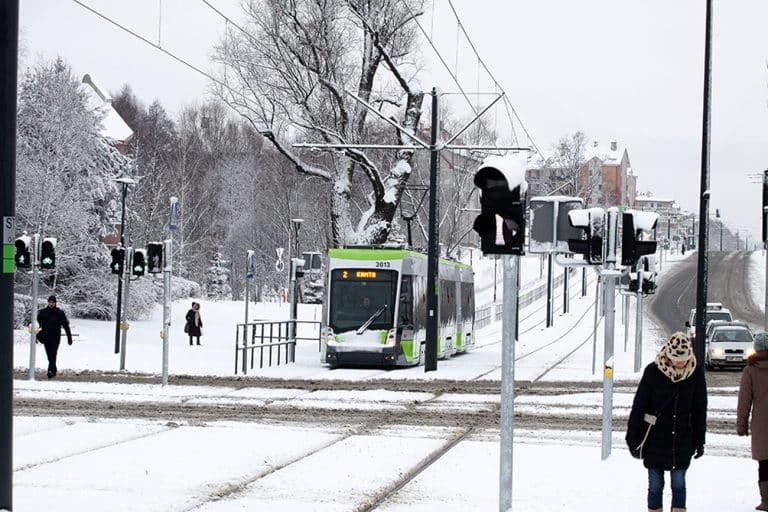 śnieg i tramwaj