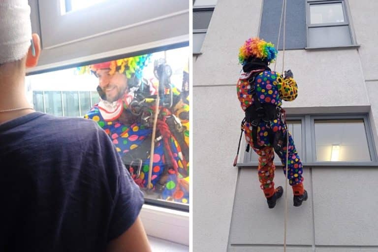 Superbohaterowie na budynku Szpitala Dziecięcego