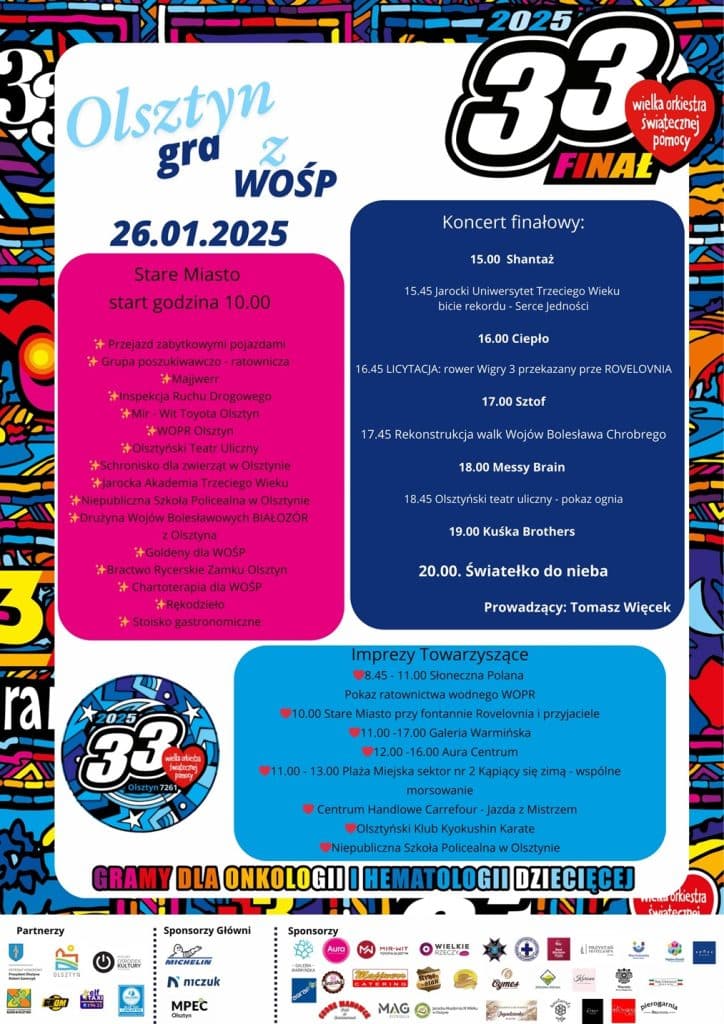 33. Finał WOŚP w Olsztynie: pełny harmonogram wydarzeń. - Zobacz, co przygotowano na tegoroczny finał WOŚP w Olsztynie