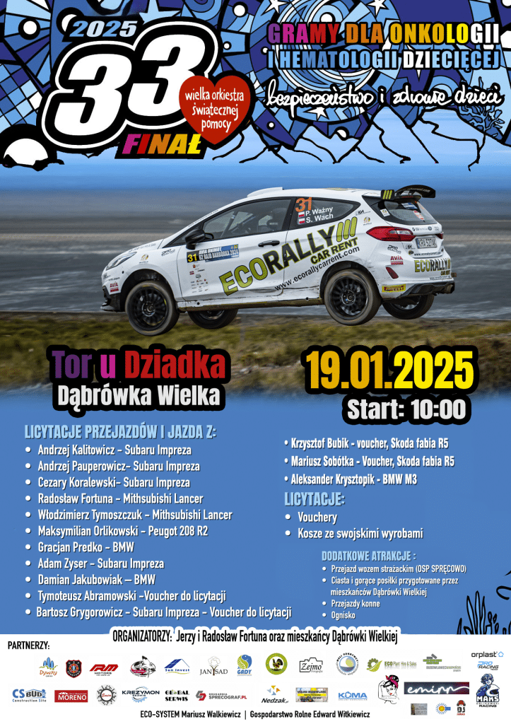 WOŚP w podolsztyńskiej gminie – niezapomniany dzień pełen atrakcji. - Zostań pilotem samochodu rajdowego i wspieraj WOŚP. Wyjątkowe wydarzenie już w tę niedzielę