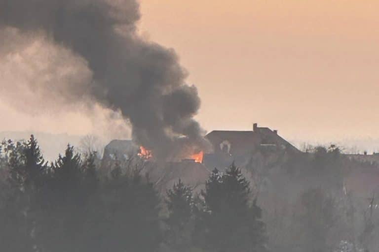 Pożar domu w Mikołajkach