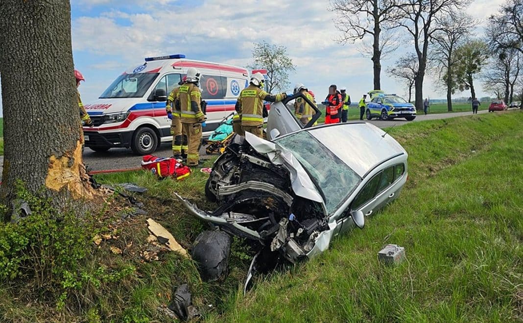 Samochód urzerzył w drzewo