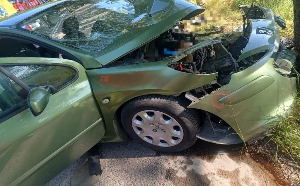 Pasażerka poniosła śmierć na miejscu. - Kobieta zginęła na miejscu. Peugeot roztrzaskał się na drzewie