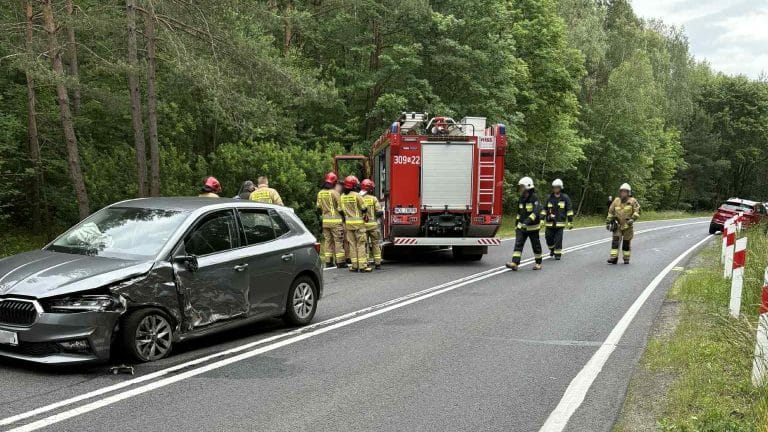 zderzenie aut na dk16