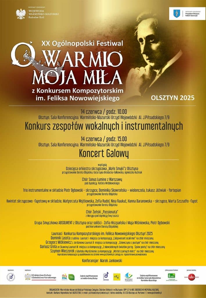 Olsztyn zaprasza na wyjątkowy koncert. - Olsztyn rozbrzmi muzyką. Jubileuszowy festiwal „Warmio Moja Miła” już w weekend
