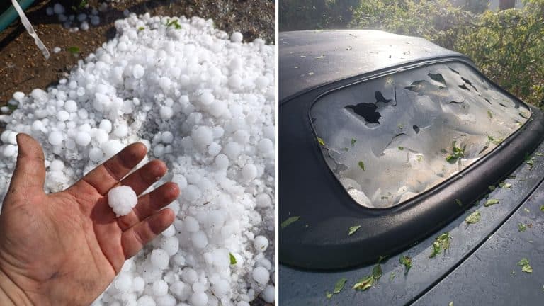 uszkodzone auto od gradu