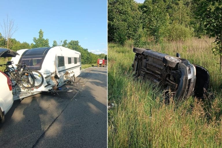uderzył w przyczepę kempingową