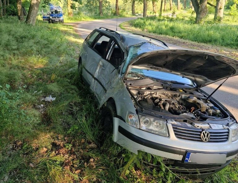 samochód uderzył w drzewo