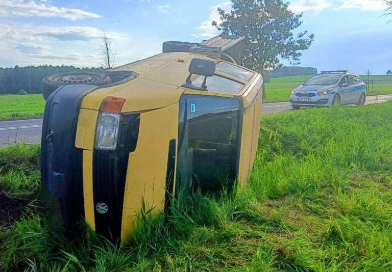 samochód dostawczy w rowie