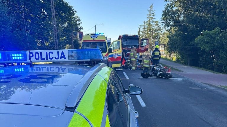 wypadek z udziałem motocyklisty