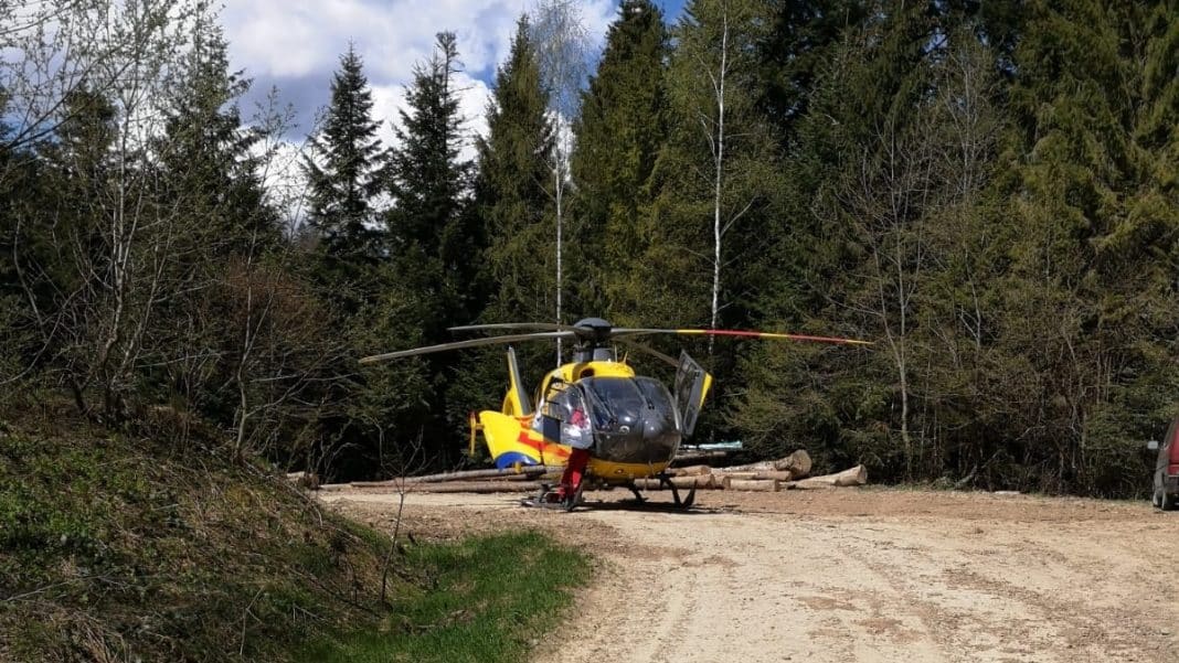 śmigłowiec LPR w lesie