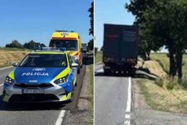 potrącenie pieszego przez ciężarówkę
