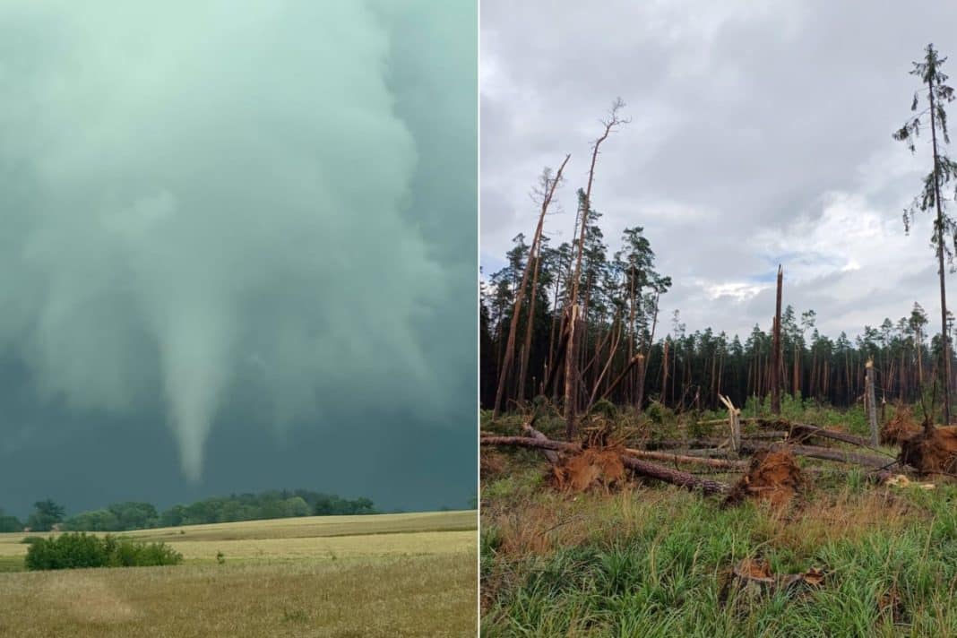 trąba powietrzna na Mazurach