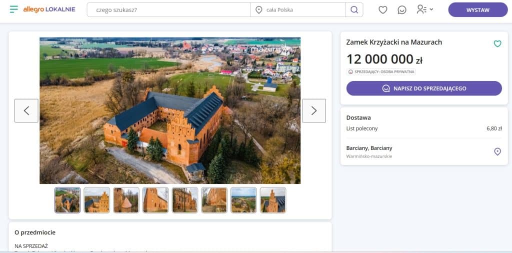 Odnowiony zamek krzyżacki na Mazurach szuka nowego właściciela. - Zamek krzyżacki na sprzedaż! Cena twierdzy na Mazurach całkiem atrakcyjna