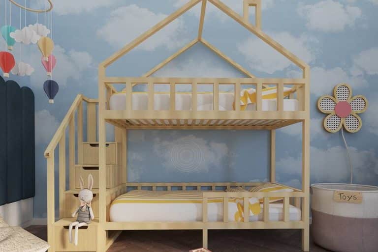 łóżko piętrowe domek