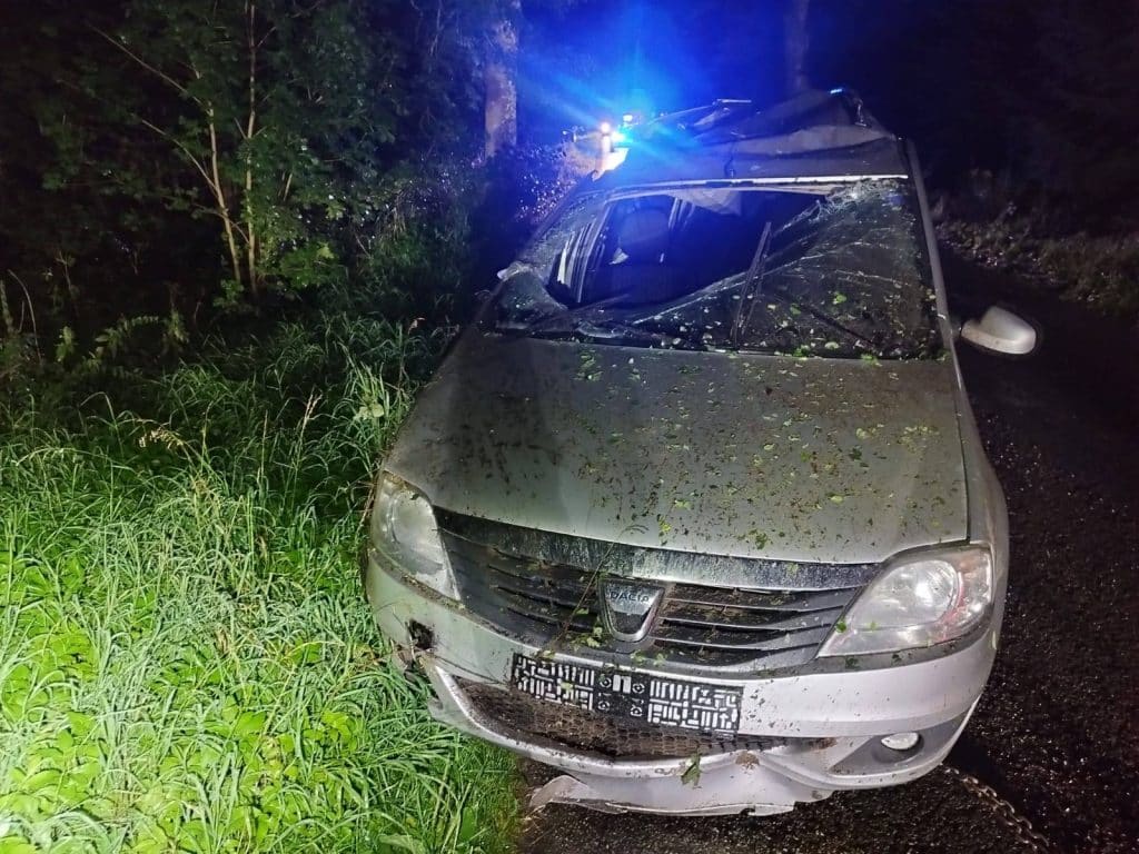 Za kółkiem od niedawna, a już dachował. - Auto młodego kierowcy wywinęło salto po uderzeniu w drzewo. 18-latek trafił do szpitala