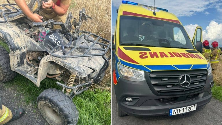 zderzenie auada z motocyklem