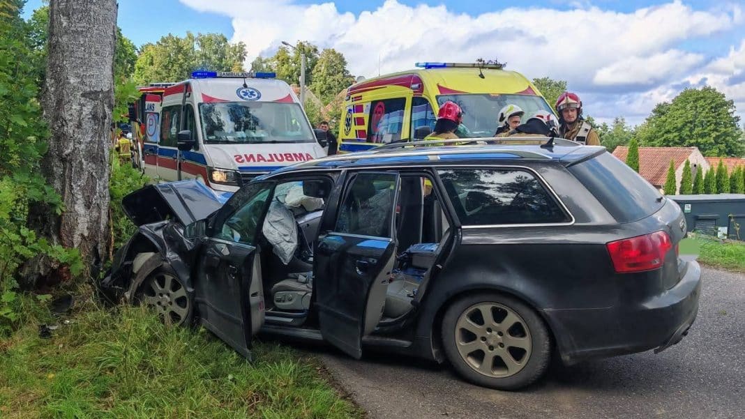 Audi uderzyło w drzewo