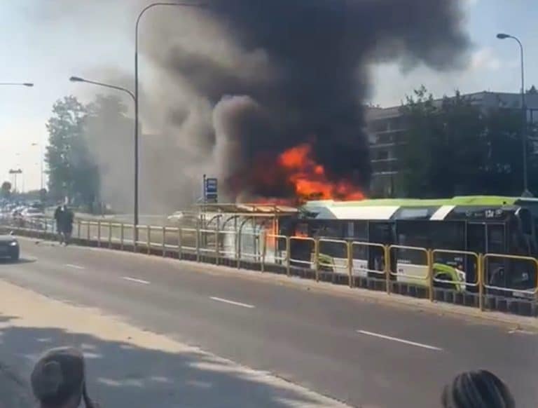 pozar autobusu olsztyn