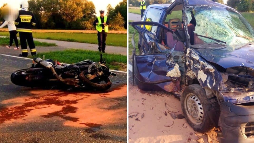 motocykl uderzył w seicento