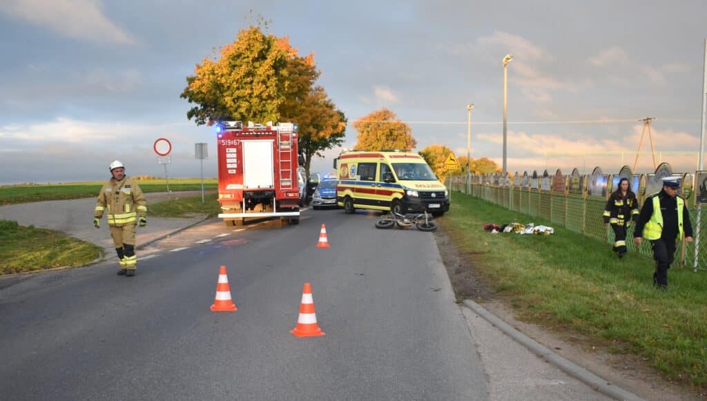 potrącenie motorowerzysty w Gwiździnach