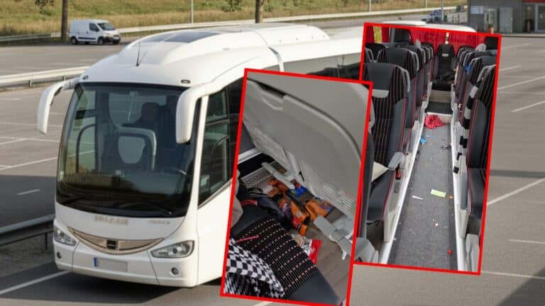 brudne wnętrze autokaru