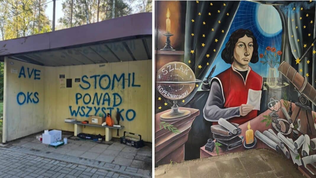 malowany przystanek w Miłogórzu