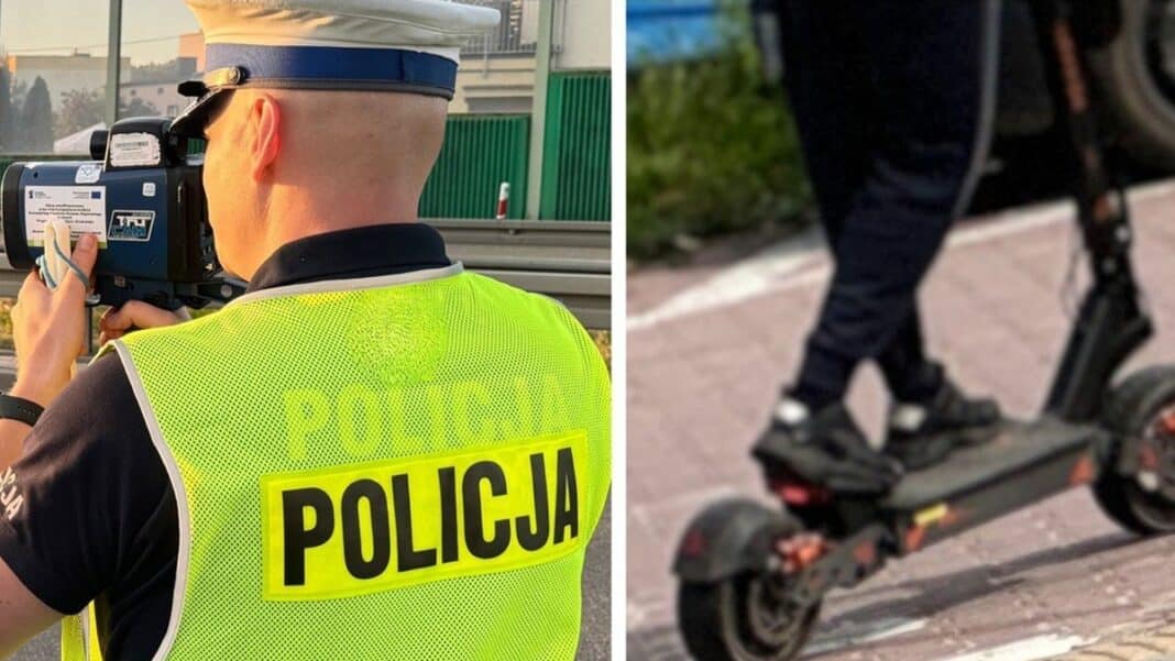 policja z radarem łapie ludzi na hulajnogach
