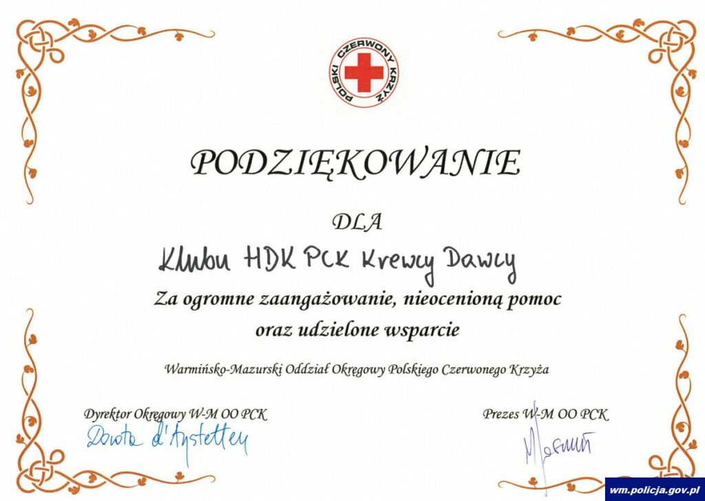 90-lecie krwiodawstwa w Polsce. - Uhonorowano zasłużonych krwiodawców. Wśród nagrodzonych olsztyńscy policjanci