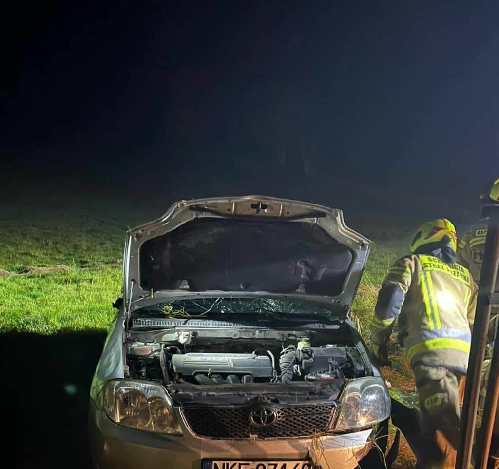 Kierowca stracił panowanie nad autem. - Auto wyleciało z drogi i stoczyło się po skarpie