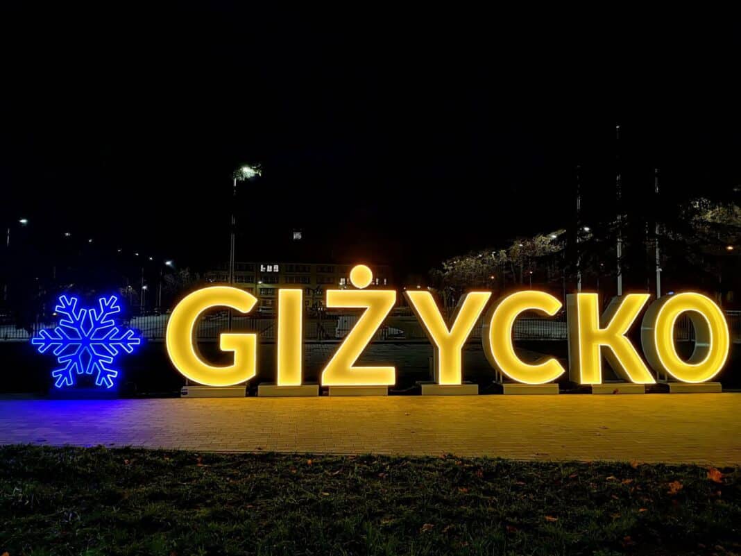 podświetlany napis Giżycko