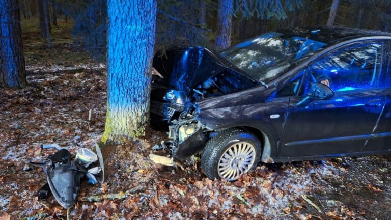 fiat uderzył w drzewo