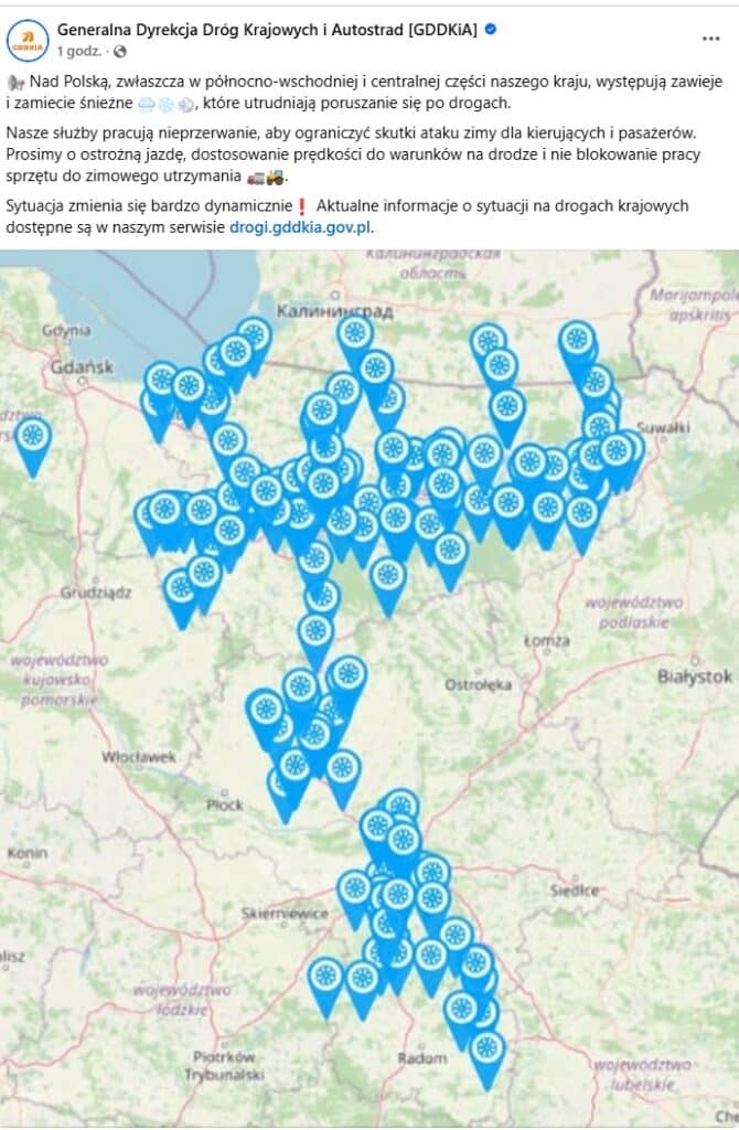 Te drogi w Warmii i Mazurach są nieprzejezdne. - Warmińsko-mazurskie. Lista nieprzejezdnych i zablokowanych tras z 30 grudnia