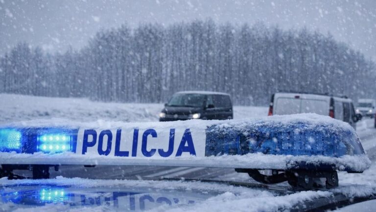 Radiow&oacute;z policyjny opady śniegu