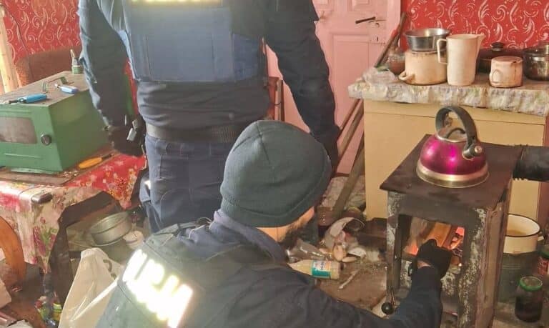 policjanci pomagają starszej kobiecie