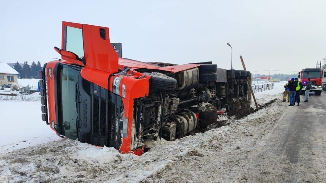 wywróciła się ciężarówka ze świniami