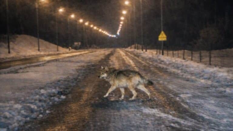 wilk na drodze