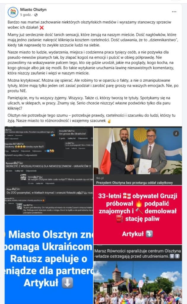 Zdjęcie przedstawia podpis pod zdjęciem z oficjalnym dokumentem i grupą ludzi na tle kościoła podczas wydarzenia.